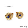Metal Rose Flower Round Stone Stud Earrings Costume Jewelry view 5