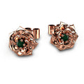 Metal Rose Flower Round Stone Stud Earrings Costume Jewelry view 7