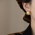 Vintage Light Luxury C-Shaped Wrinkled Alloy Stud Earrings for Women view 3
