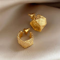 Vintage Light Luxury C-Shaped Wrinkled Alloy Stud Earrings for Women view 1