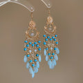Vintage Ethnic Acrylic Seed Bead Teardrop Tassel Drop Earrings Bohemian Light Luxury Ear Hooks view 3