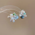 Light Luxury Floral Faux Pearl Stud Earrings With Silver Pins For Women view 3