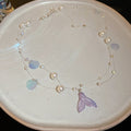 Iridescent Shell Mermaid Tail Faux Pearl Necklace For Women, Fresh Sweet Elegant Collarbone Chain view 4