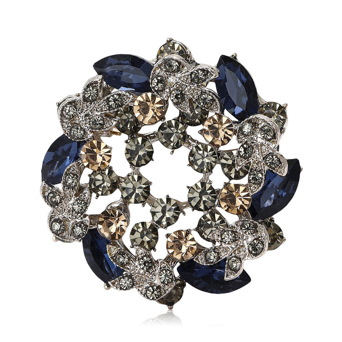 Alloy Rhinestone Bauhinia Flower Brooch Pin For Womens Clothing