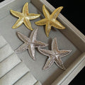 Light Luxury Alloy Wrinkled Starfish Stud Earrings Vintage Statement Ocean Jewelry For Women view 2