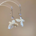 925 Silver Needle Zircon Pearl Flower Tassel Drop Earrings For Women Elegant Vintage Style view 2