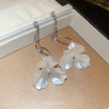 925 Silver Needle Zircon Pearl Flower Tassel Drop Earrings For Women Elegant Vintage Style view 4