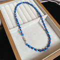 New Chinese Style Blue Stone Beaded Necklace Unique Geometric Round Premium Collarbone Choker view 2