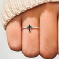 Metal Enamel Cross Ring For Women Minimalist Oil Drip Design Daily Fashion Jewelry view 2
