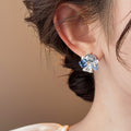18K Gold Plated Silver Post Butterfly Floral Faux Pearl Stud Earrings For Women view 4