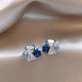 18K Gold Plated Silver Post Butterfly Floral Faux Pearl Stud Earrings For Women view 3