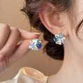 18K Gold Plated Silver Post Butterfly Floral Faux Pearl Stud Earrings For Women view 2