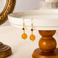 Vintage Chinese Style Orange Bead Rhinestone Alloy Drop Earrings Elegant Luxury Fashion Hook Earrings view 4