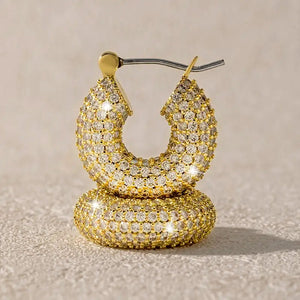 Women's U-Shaped Zircon Ear Cuff, Shiny Style French Elegant Minimalist Luxury Ear Jewelry Earrings