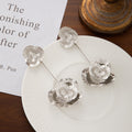Elegant Gold Alloy Oversized Flower Tassel Drop Dangle Statement Stud Jewelry For Women Party Earrings view 4