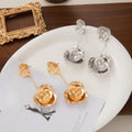 Elegant Gold Alloy Oversized Flower Tassel Drop Dangle Statement Stud Jewelry For Women Party Earrings view 2