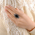 Dark European Vintage Baroque Floral Lace Ring For Women, Gothic Classical Statement Finger Ring view 3