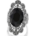 Dark European Vintage Baroque Floral Lace Ring For Women, Gothic Classical Statement Finger Ring view 1