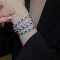 Copper Zircon Oval Adjustable Bangle For Women Light Luxury Geometric Fashion Jewelry view 1