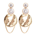 Irregular Round Faux Pearl Stud Earrings, Geometric Statement Light Luxury Western Style view 5