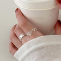 Plain Silver Hollow Heart Open Ring For Women view 2