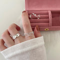 Plain Silver Hollow Heart Open Ring For Women view 4