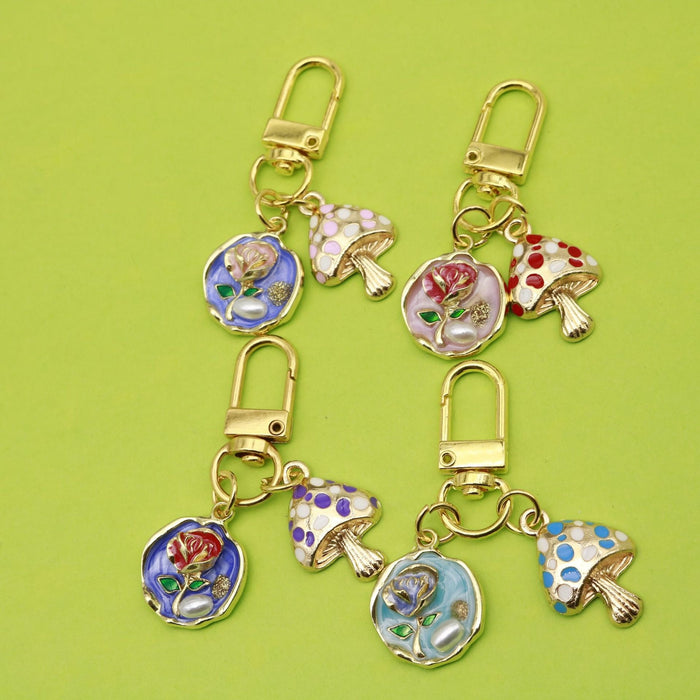 Enamel Mushroom Zinc Alloy Keychain Bag Charm