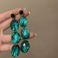 Copper Zircon Geometric Long Tassel Drop Earrings For Women Light Luxury Fashion Jewelry view 3