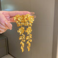Copper Zircon Geometric Long Tassel Drop Earrings For Women Light Luxury Fashion Jewelry view 4