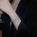 Copper Zircon Colorful Rhombus Teardrop Adjustable Bangle Light Luxury Geometric Bracelet view 4