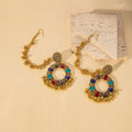 Vintage Bohemian Alloy Sunflower Enamel Bell Tassel Chain Ear Cuff Ethnic Luxury Statement Earrings view 3
