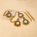 Vintage Bohemian Alloy Sunflower Enamel Bell Tassel Chain Ear Cuff Ethnic Luxury Statement Earrings view 2