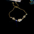 18K Gold Plated Zircon Gourd Faux Pearl Bangle Elegant Light Luxury Geometric Bracelet For Women view 4
