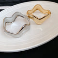 2026 New European Style Alloy Irregular Smooth Wavy Open Bangle Minimalist Statement Jewelry view 2
