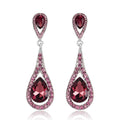 Gold Tone Silver Tone Champagne Open Teardrop Crystal Three Designs Metal Dangle Earrings view 3