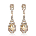Gold Tone Silver Tone Champagne Hourglass Teardrop Crystal Three Designs Metal Dangle view 7