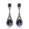 Gold Tone Silver Tone Champagne Open Teardrop Crystal Three Designs Metal Dangle Earrings view 8