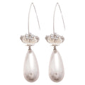 French Chic Zircon Flower Teardrop Pearl Tassel Drop Earrings For Women view 5