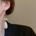 French Chic Zircon Flower Teardrop Pearl Tassel Drop Earrings For Women view 3