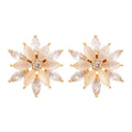 French Light Luxury Copper 3D Flower Zircon Cat Eye Stone Stud Earrings view 5