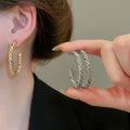 Metal Irregular Twisted C-Shaped Hoop Earrings Minimalist Luxury Geometric Ear Jewelry view 2