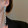 Fresh Sweet Butterfly Rhinestone Faux Pearl Tassel Drop Earrings With Silver Pins view 4