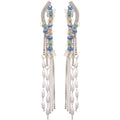 Fresh Sweet Butterfly Rhinestone Faux Pearl Tassel Drop Earrings With Silver Pins view 5