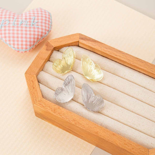 Elegant Vintage Gold Alloy Hollow Butterfly Stud Earrings For Women Chinese Style Lightweight Statement Earrings