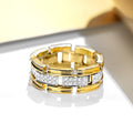 Trendy Two Tone Zircon Micro Pave Ring For Women, Elegant Light Luxury Daily Finger Jewelry view 2