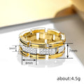 Trendy Two Tone Zircon Micro Pave Ring For Women, Elegant Light Luxury Daily Finger Jewelry view 4