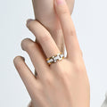 Trendy Two Tone Zircon Micro Pave Ring For Women, Elegant Light Luxury Daily Finger Jewelry view 3