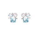 Chic Geometric Square Faux Pearl Zircon Stud Earrings With Silver Pins For Women view 5