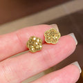 Copper Sequin Flower Stud Earrings, Vintage Light Luxury Floral Fashion Ear Jewelry view 4