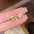 Copper Sequin Flower Stud Earrings, Vintage Light Luxury Floral Fashion Ear Jewelry view 2